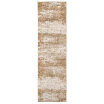 Loomed Natural Beige Distressed Abstract Runner Rug 70X240Cm from B&Q