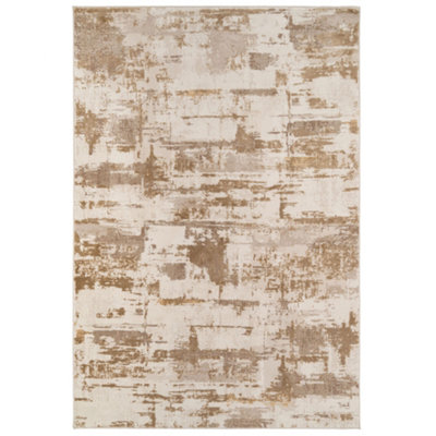 Loomed Warm Beige Distressed Abstract Area Rug 80X150Cm from B&Q