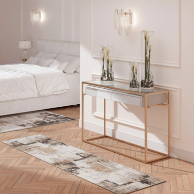 Loomed Neutral Beige Greige Transitional Contemporary Abstract Living Runner Rug 70X240Cm from B&Q