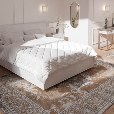 Loomed Neutral Beige Traditional Medallion Bordered Living Area Rug 80X150Cm from B&Q
