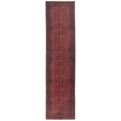 Loomed Distressed Red Traditional Persian Style Washable Non Slip Runner Rug 60X240Cm from B&Q