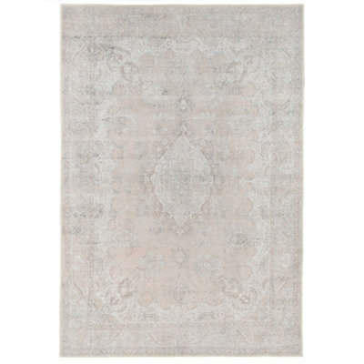 Loomed Distressed Natural Beige Persian Style Washable Non Slip Rug 160X230Cm from B&Q