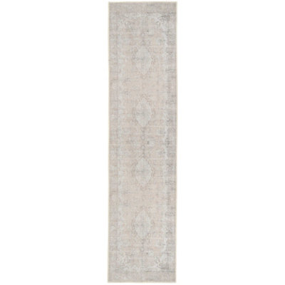 Loomed Distressed Natural Beige Persian Style Washable Non Slip Runner Rug 60X240Cm from B&Q