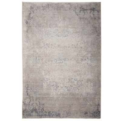 Loomed Distressed Greige Floral Persian Style Washable Non Slip Rug 160X230Cm from B&Q