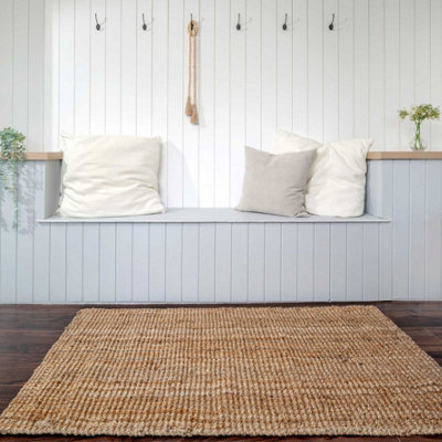 Loomed Handwoven Natural Chunky Jute Living Area Rug 80X150Cm from B&Q