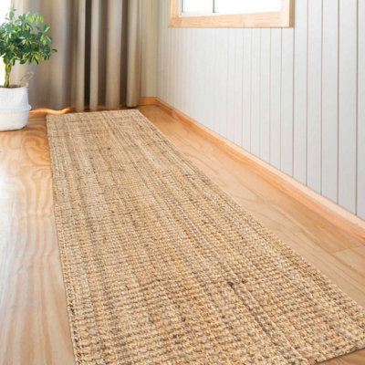 Loomed Handwoven Natural Chunky Jute Living Area Runner Rug 70X240Cm from B&Q