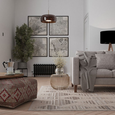 Loomed Neutral Beige Distressed Diamond Tonal Soft Living Area Rug 160X230Cm from B&Q