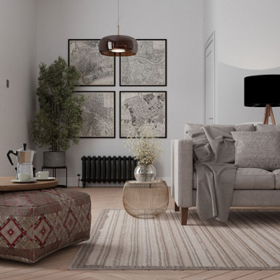 Loomed Neutral Beige Distressed Striped Soft Living Area Rug 120X170Cm from B&Q