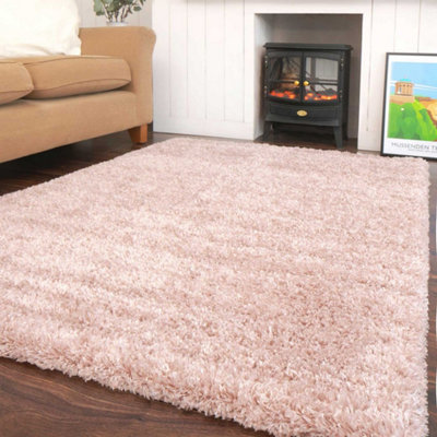 Super Soft Blush Pink Shaggy Area Rug 240X330Cm from B&Q