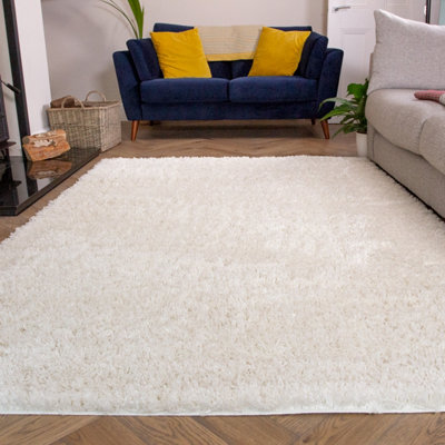 Loomed Cream Thick Soft Shaggy Area Rug 200X290Cm from B&Q