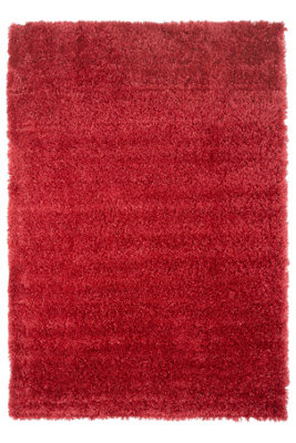 Loomed Wine Thick Soft Shaggy Area Rug 240X330Cm from B&Q
