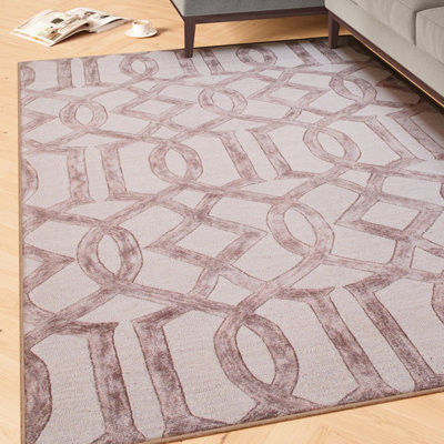 Loomed Beige Contemporary Abstract Soft Chenille Washable Living Room Area Rug 120Cm X 170Cm from B&Q