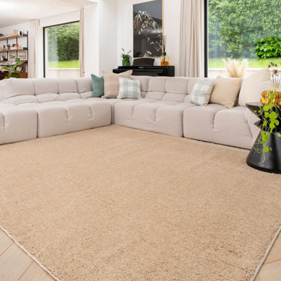 Loomed Machine Washable Shaggy Rug Cream Beige Fluffy Mats 200Cm X 290Cm from B&Q
