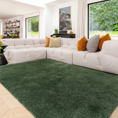 Loomed Green Machine Washable Shaggy Rug Fluffy Carpet Mats X 230Cm 160Cm