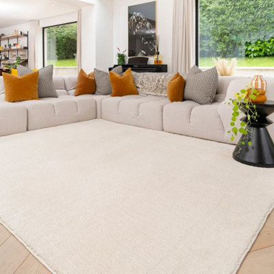 Loomed Machine Washable Shaggy Rug Ivory Beige Fluffy Mats 200Cm X 290Cm from B&Q