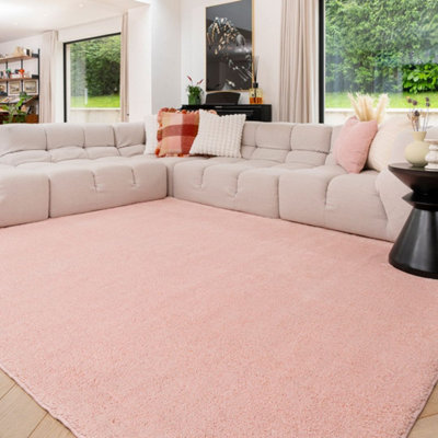 Loomed Machine Washable Shaggy Rug Blush Pink Fluffy Mats 200Cm X 290Cm from B&Q