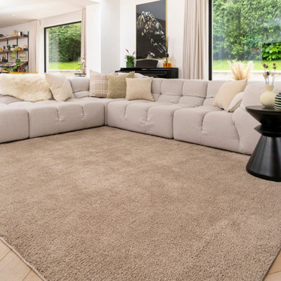 Loomed Machine Washable Shaggy Rug Fawn Beige Fluffy Mats 200Cm X 290Cm from B&Q