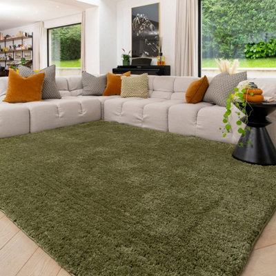 Loomed Machine Washable Shaggy Rug Luxury Green Fluffy Mats 200Cm X 290Cm from B&Q