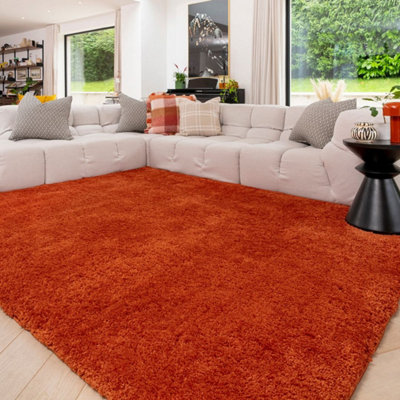 Loomed Machine Washable Shaggy Rug Luxury Terracotta Fluffy Mats 200Cm X 290Cm from B&Q