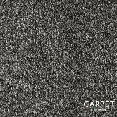 B&Q -  Plush Dark Grey Saxony Carpet 6M X 4M