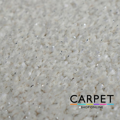B&Q -  Starlight Ceramic White Sparkle Twist Pile Carpet 4.5M X 4M