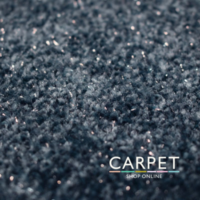 B&Q -  Starlight Imperial Blue Sparkle Twist Pile Carpet 5.5M X 4M
