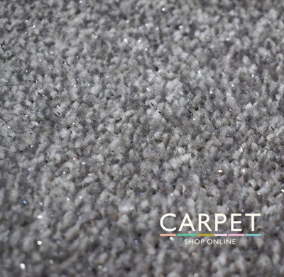 B&Q -  Starlight Cool Grey Sparkle Twist Pile Carpet 5.5M X 4M