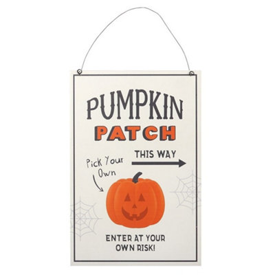 Something Different Pumpkin Patch Mdf Plaque White/black/orange (One Size) from B&Q