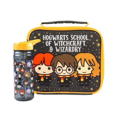 Harry Potter Chibi Lunch Bag And Bottle Set Black/yellow (One Size) from B&Q