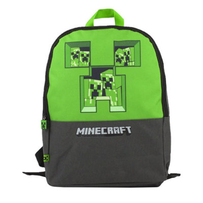 Minecraft Pixel Creeper Backpack Grey/green (One Size) from B&Q