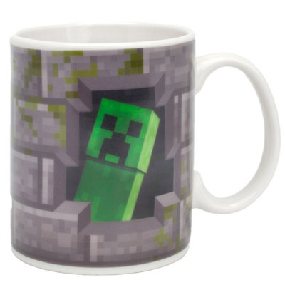 Minecraft Creeper Heat Changing Mug Grey/green (One Size) from B&Q