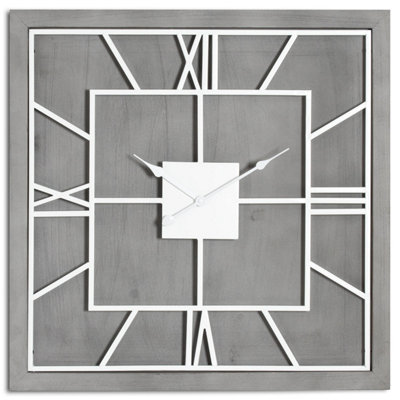 Hill Interiors Williston Square Wall Clock Silver/grey (60Cm X 5Cm X 60Cm) from B&Q