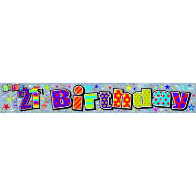 Simon Elvin Foil Holographic 21St Birthday Banner (Pack Of 6) Multicoloured (One Size) from B&Q