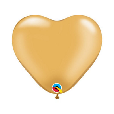 Qualatex Heart Latex Balloons (Pack Of 100) Gold (6In) from B&Q