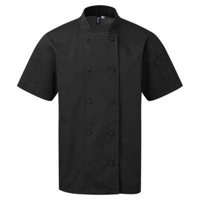  - Premier Unisex Adult Coolchecker Short-Sleeved Chef Jacket