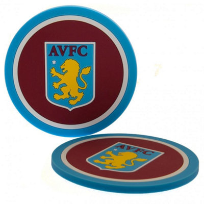 - Aston Villa Fc Coaster Set (Pack Of 2) Claret Red/sky Blue (One Size)