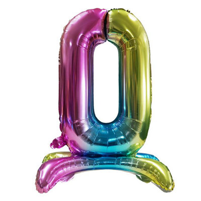 Realmax Standing Number 0 Rainbow Gradient Foil Balloon Multicoloured (One Size) from B&Q