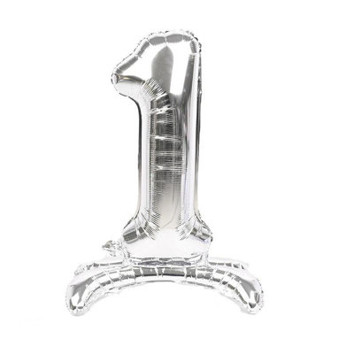 Realmax Standing Number 1 Foil Balloon Silver (One Size) from B&Q