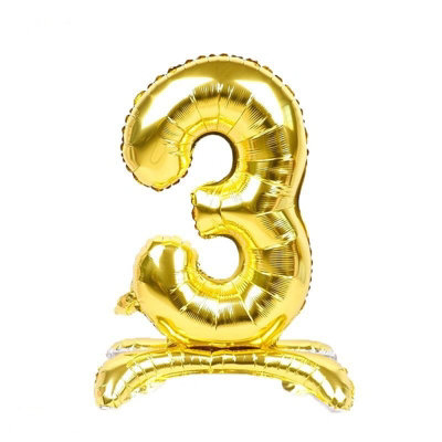 Realmax Standing Number 3 Foil Balloon Gold (One Size) from B&Q
