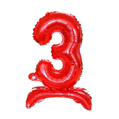 Realmax Standing Number 3 Foil Balloon Red (One Size) from B&Q