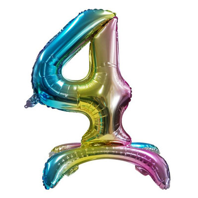 Realmax Standing Number 4 Rainbow Gradient Foil Balloon Multicoloured (One Size) from B&Q
