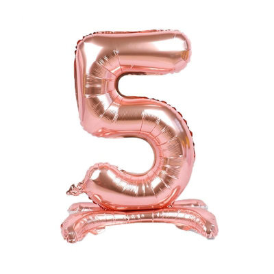 Realmax Standing Number 5 Foil Balloon Rose Gold (One Size) from B&Q