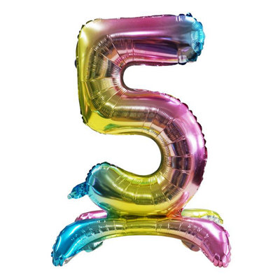 Realmax Standing Number 5 Rainbow Gradient Foil Balloon Multicoloured (One Size) from B&Q