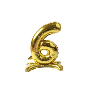 Realmax Standing Number 6 Foil Balloon Gold (One Size) from B&Q
