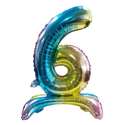 Realmax Standing Number 6 Rainbow Gradient Foil Balloon Multicoloured (One Size) from B&Q