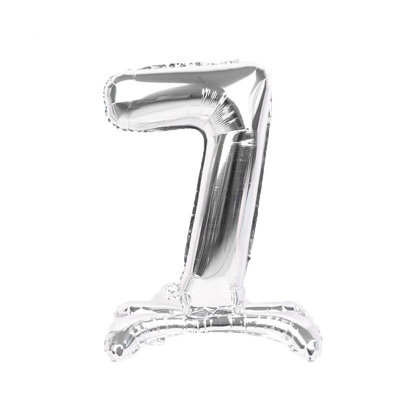 Realmax Standing Number 7 Foil Balloon Silver (One Size) from B&Q