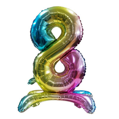 Realmax Standing Number 8 Rainbow Gradient Foil Balloon Multicoloured (One Size) from B&Q
