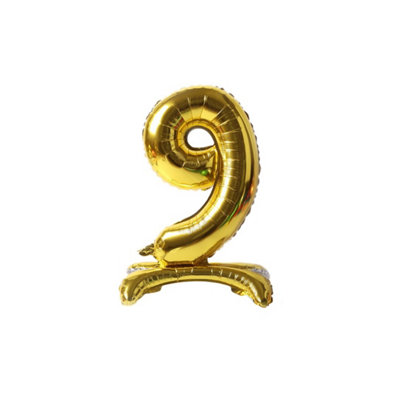 Realmax Standing Number 9 Foil Balloon Gold (One Size) from B&Q