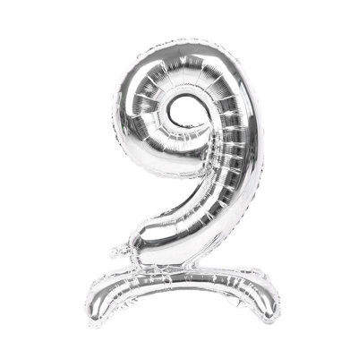 Realmax Standing Number 9 Foil Balloon Silver (One Size) from B&Q