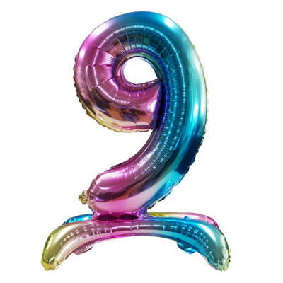 Realmax Standing Number 9 Rainbow Gradient Foil Balloon Multicoloured (One Size) from B&Q
